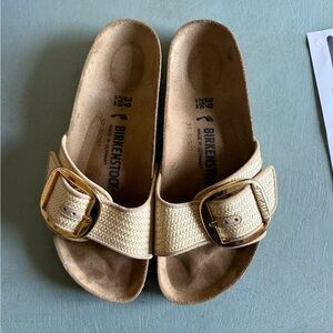 Birkenstock Tan Sandals with Gold Buckle